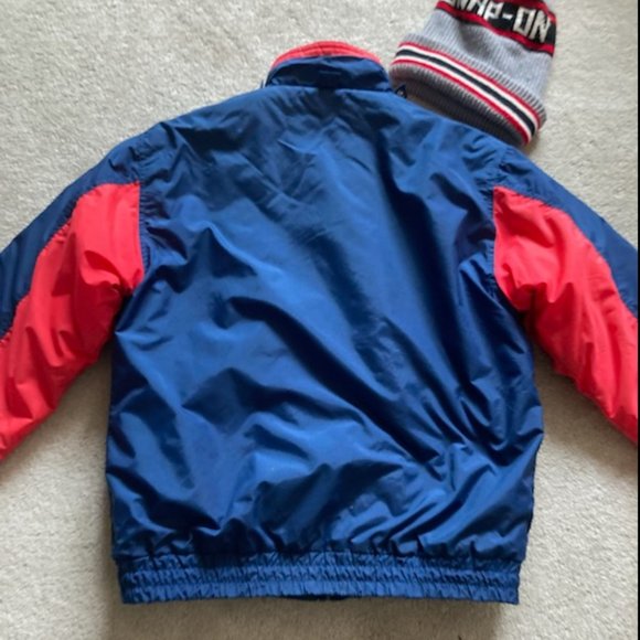 5/20🔴Kid boysYoung Man Blue Winter Coat Size XL 18-20 &Beanie Snap-On Gray Hat - Picture 2 of 11